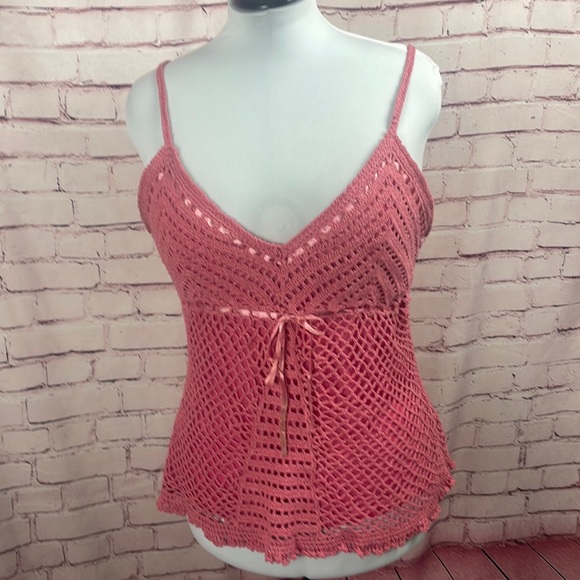 Faded Glory Tops - Faded Glory Pink Crochet Top - Size Large